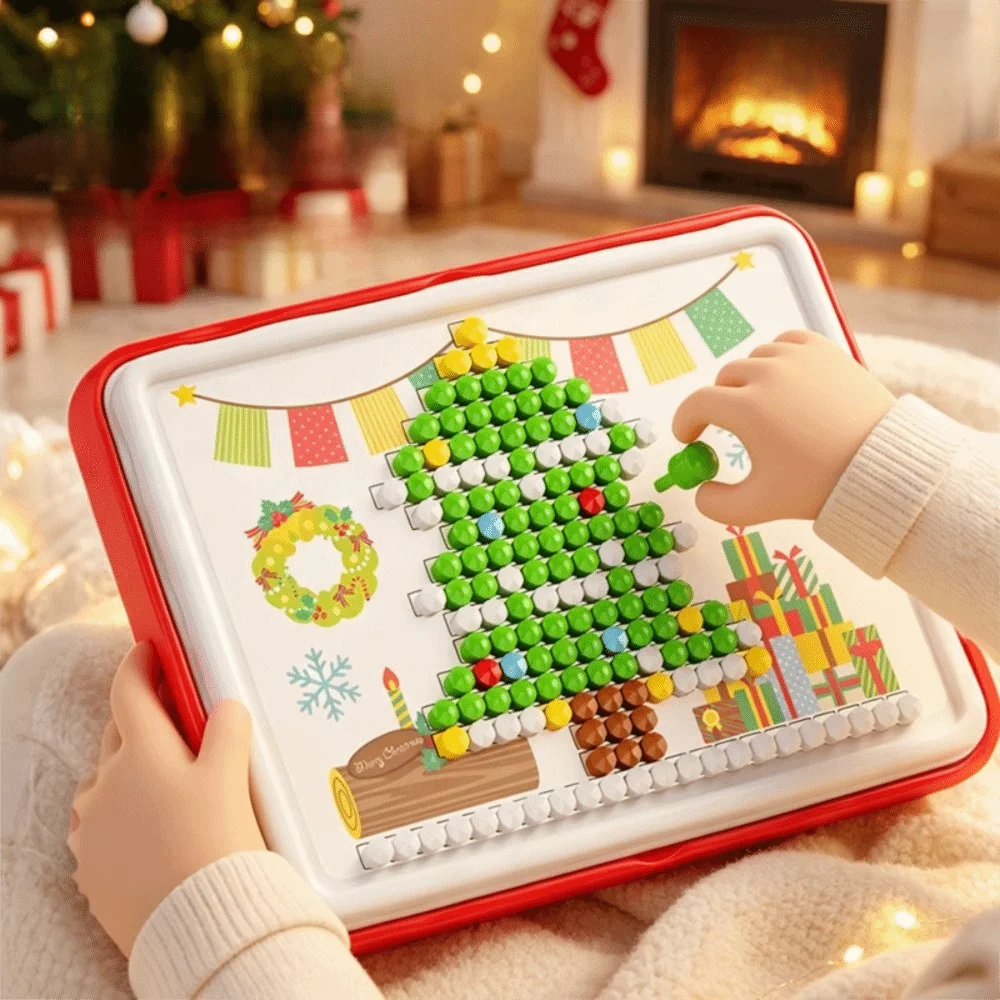 3D Pegboard Puzzle Set Mushroom Shaped Pegs Perforated Board Mushroom Nail Pegboard Colorful Patterns Focus Training