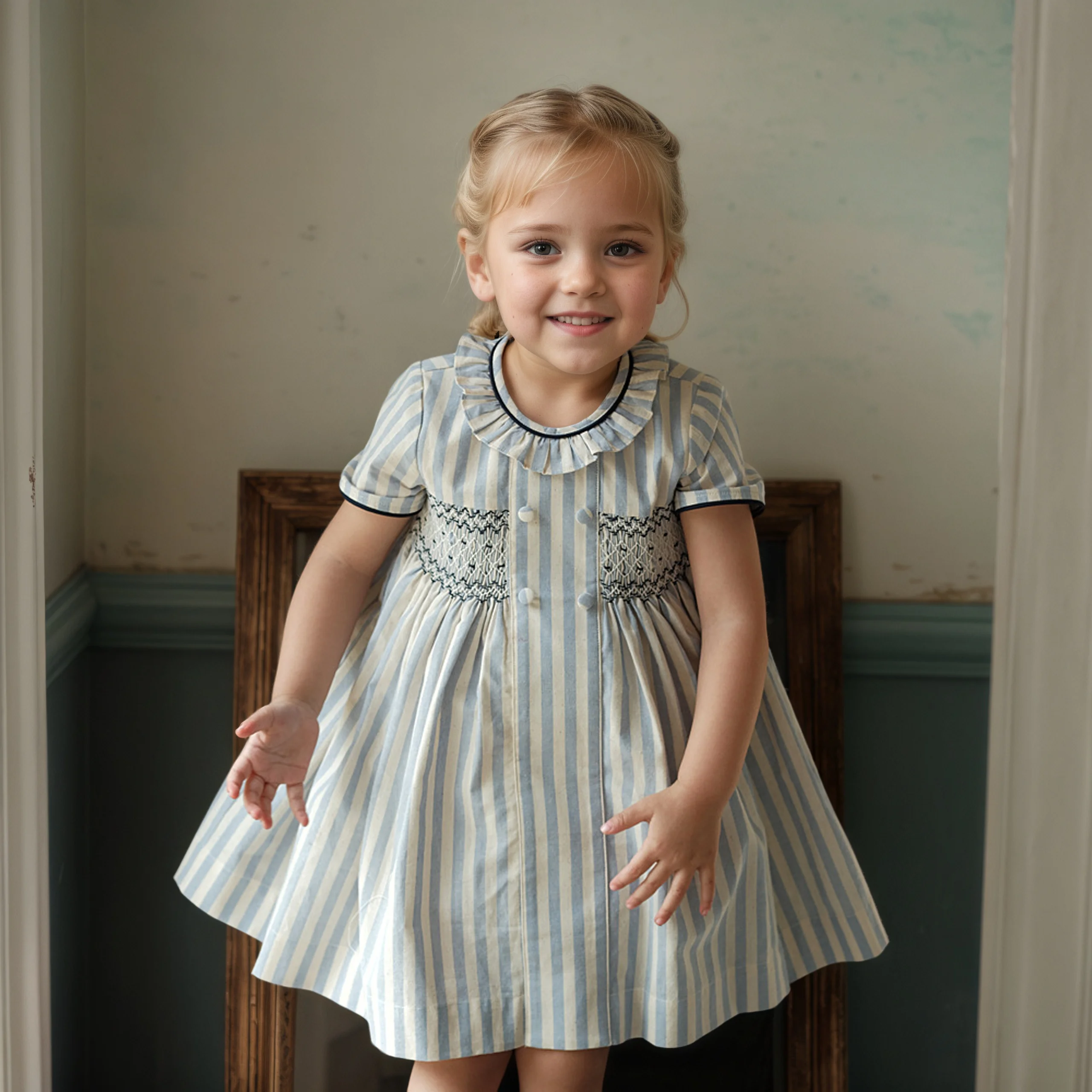 2025 Handmade Smocked Girl Dress Kids Cotton Princess Short Sleeve Outfit Holiday Summer Matching Clothes Embroidery Smocking