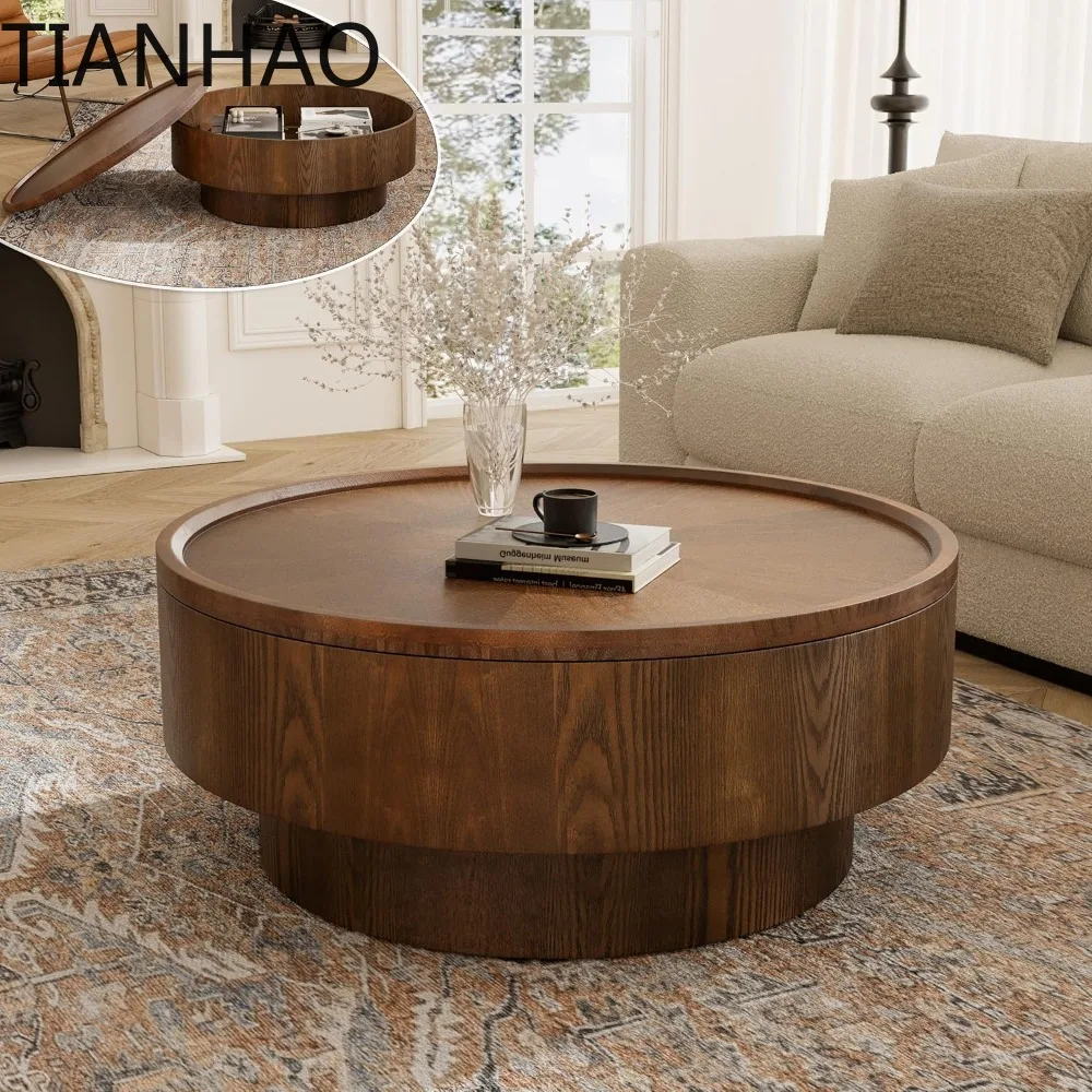 Round Coffee Table with Storage 30.7