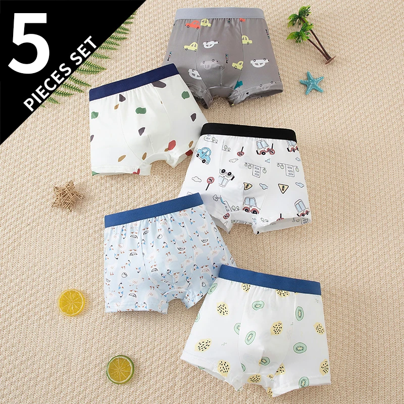 5-Piece Set Of Children's Flat Bottomed Pants For All Seasons Fashionable Casual Elastic Comfortable And Home Four CorneredPants