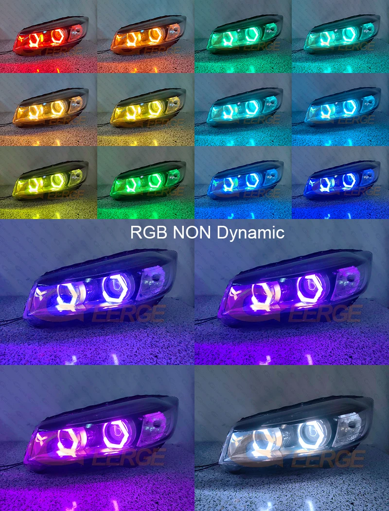 For Kia Sorento UM 2015 2016 2017 2018 2019 2020 Day Light Ultra Bright Dynamic Multi Color RGB LED Angel Eyes Hex Halo Rings - view 6