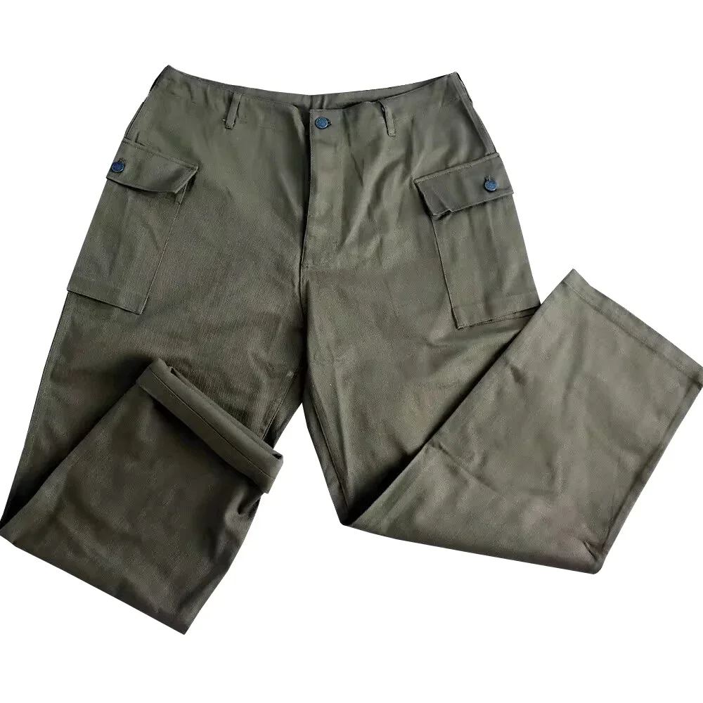 WWII WW2 HBT American Soldier Green Pants Casual Training Suit Multi-function Storage Lower Installation Loose Training Pants