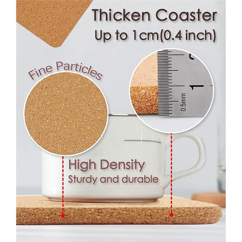 High Density Thick Square Cork Pad for Hot Dishes, 8 Inch Heat Multifunction Cork Coaster, Cork Hot Pads
