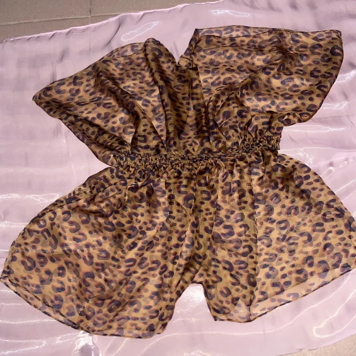Handmade Leopard Double Layer Silky Touch Chiffon Light Weight Cooling Breathing Shorts Man BF Gifts Harajuku