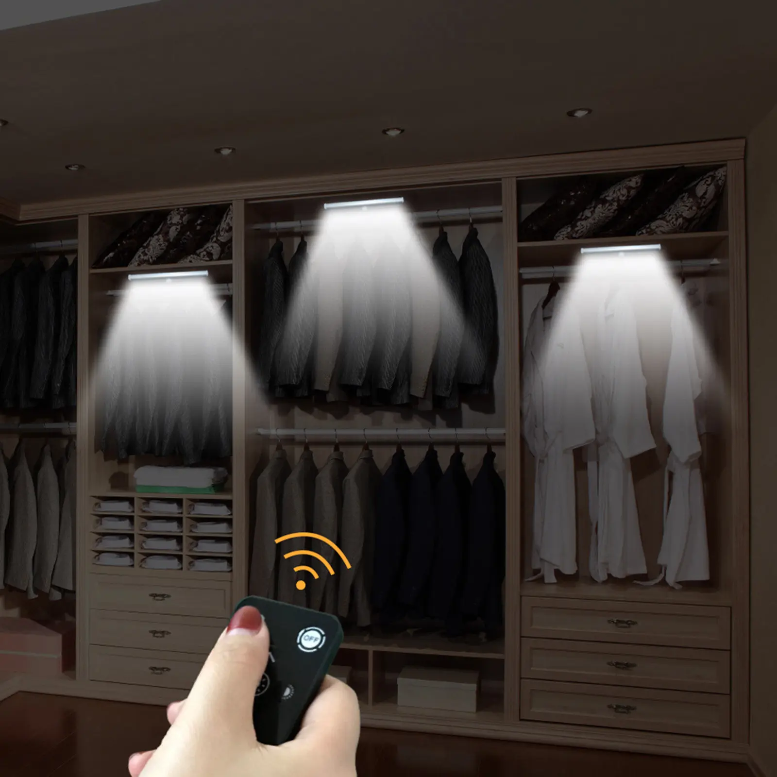 Wireless Cabinet LED Light Remote Controlled Warm White Cordless Battery Operated Stick on Anywhere Night Lamp