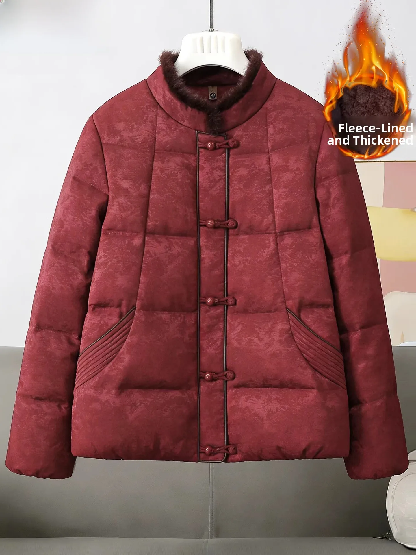 

Новая китайская женская зимняя куртка с утепленной флисовой подкладкой, хлопковое пальто, традиционная новогодняя одежда для женщин среднего возраста