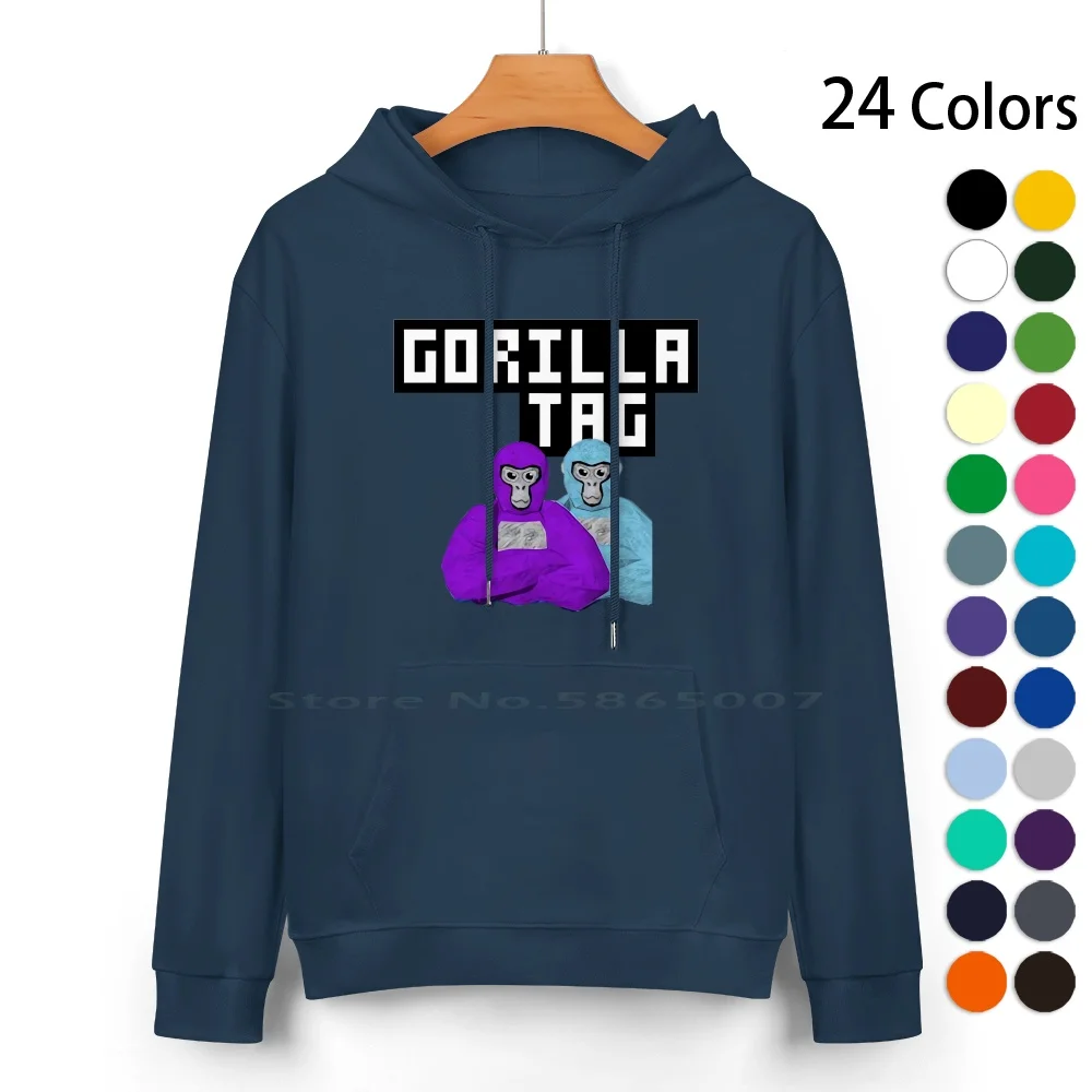 Gorilla Tag , 2 Monkeys Pure Cotton Hoodie Sweater 24 Colors Gorialla Tag Oculus Game 2 Monkeys Pbbv Purple Blue Jmancurly Cool