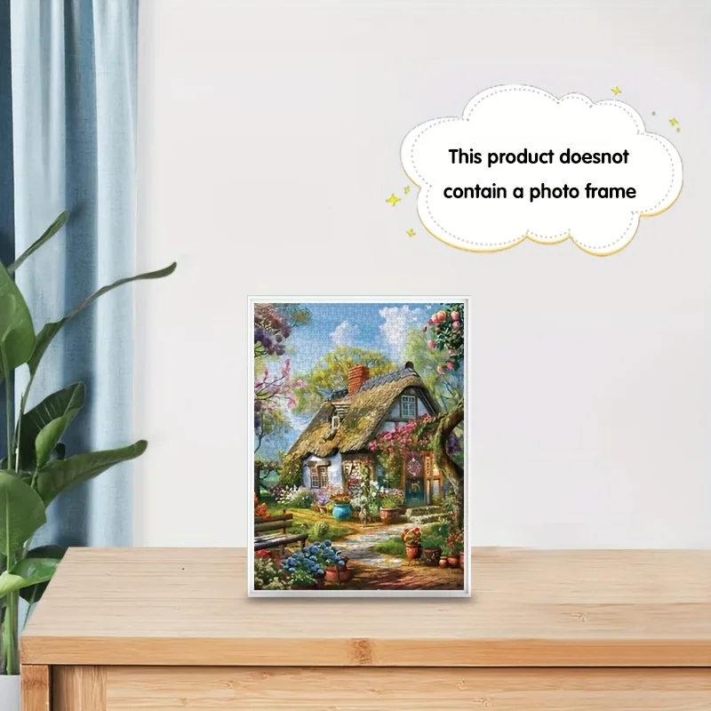 Charming Thatched Cottage Garden Jigsaw Puzzle Adult Kids Leisure Intellectual Game Rural Scenery Home Decor Puzzle Toy