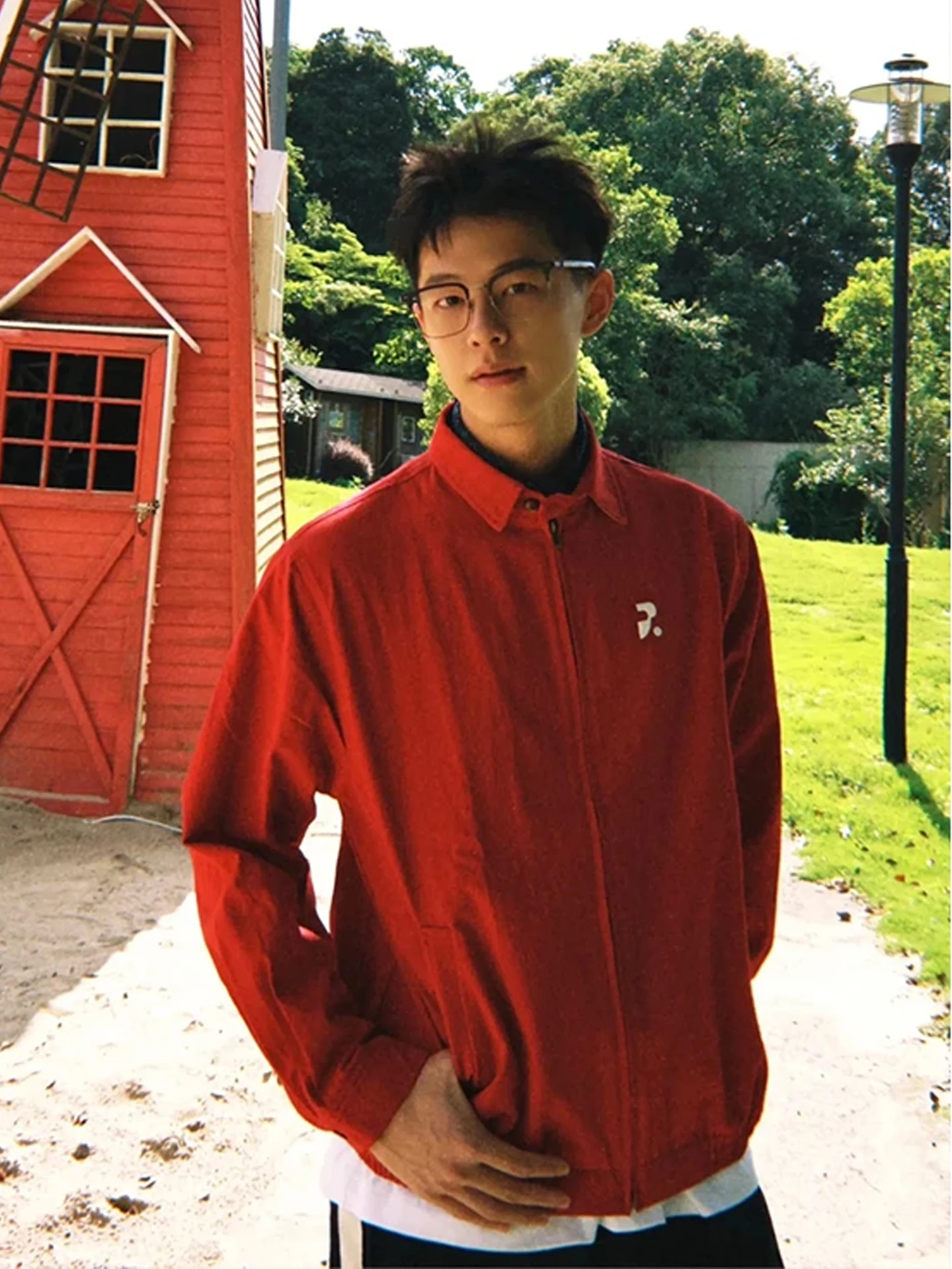 

American Red Workwear ort Jaet Men's Harrington Stand Collar Outerwear Cool Casual Baseball Sle for Couple Spring Autumn