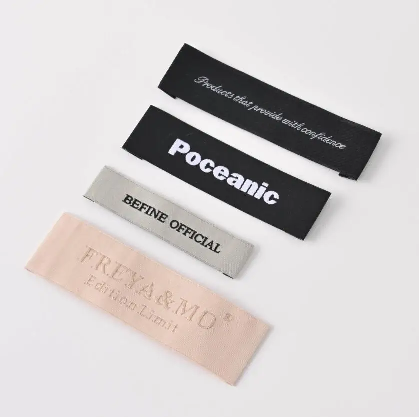 مخصص الملابس عالية الجودة المنسوجة التسمية شعار خاص اسم العلامة التجارية العلامة الرقبة التسمية التسمية الرئيسية لملحقات الملابس #3