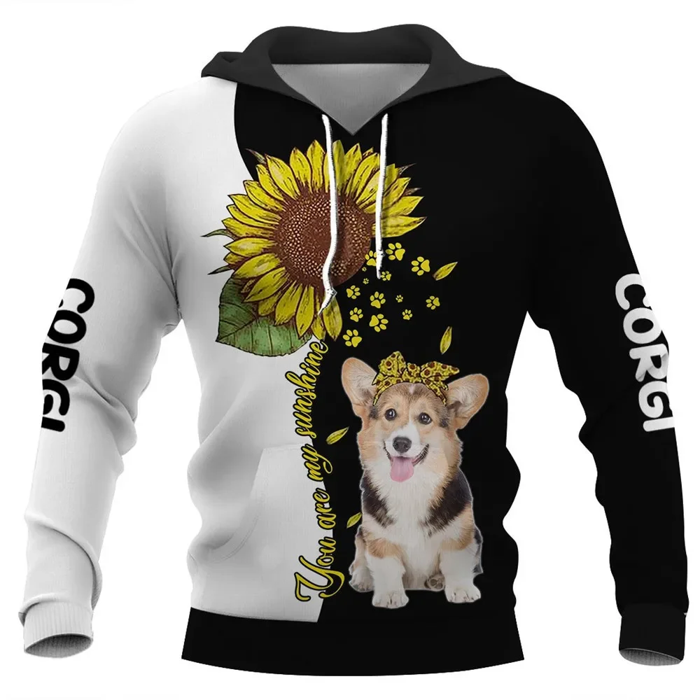 

HX Corgi Hoodies Dachshund Pekingese Chihuahua Printed Pocket Hoodie Casual Coats Men Clothign S-7XL Dropshipping