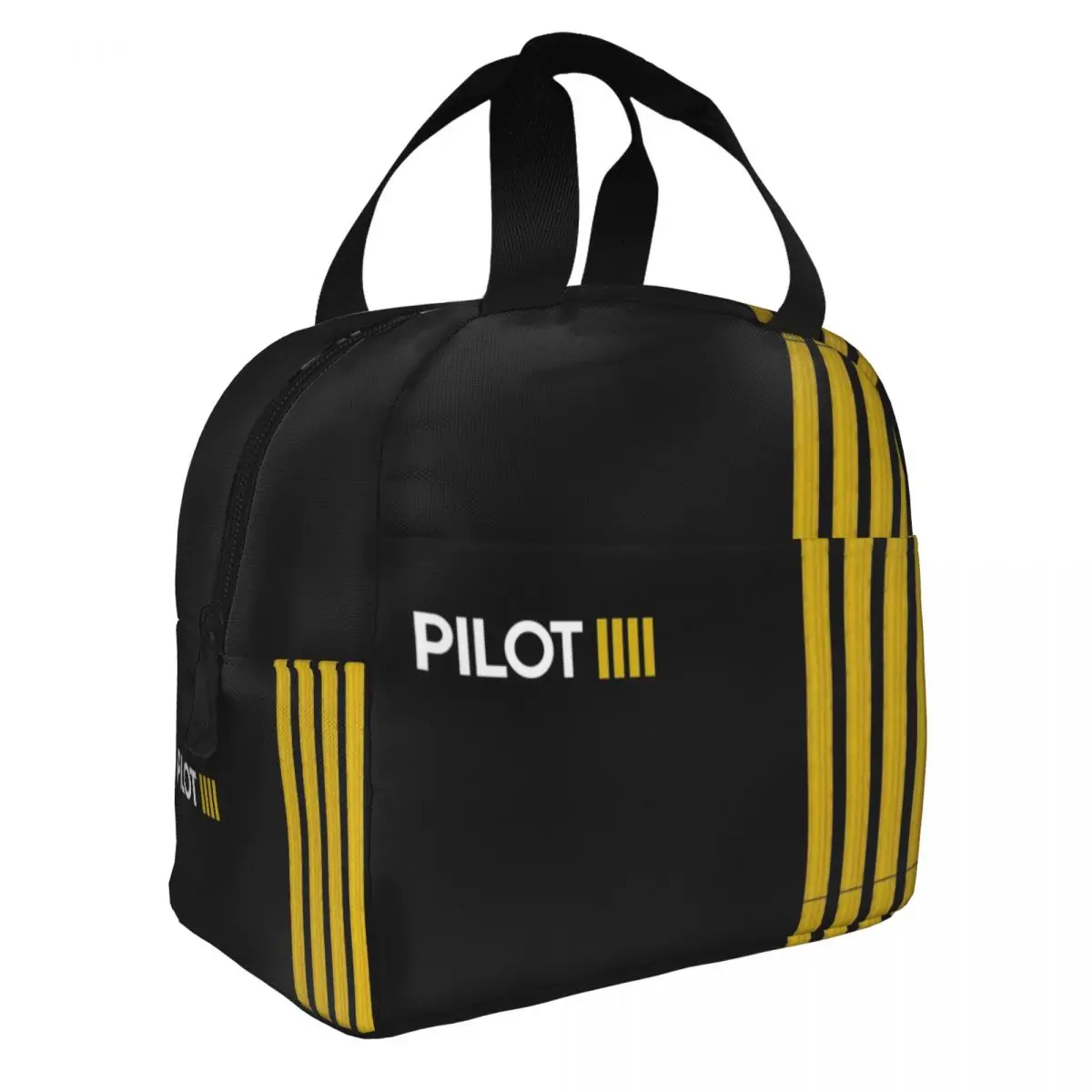 Pilot Captain Stripes Lunch Bag Men Women Cooler Warm Insulated Lunch Boxes for School