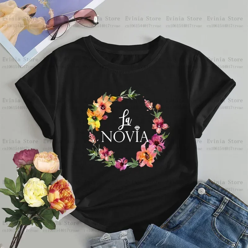 Damen T-Shirt Casual Damen Basic O-Kragen Mädchen Kurzarm T-Shirts Hochzeit Party Team Braut Print Bachelorette