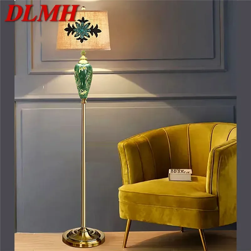 

DLMH American Retro Floor Lamp European Luxurious Bedroom Living Room Beside The Sofa Villa Hotel Decorative Standing Light