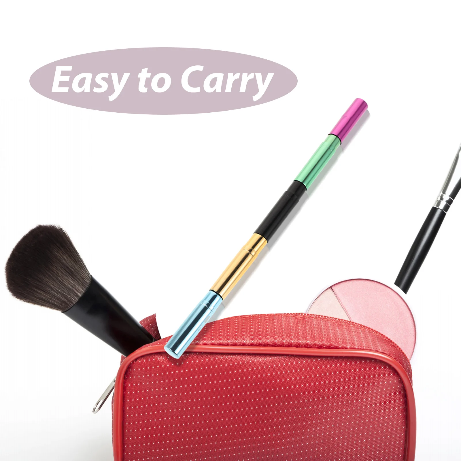 1 ชุดแบบพกพา 4in1 ชุดแปรงแต่งหน้ามัลติฟังก์ชั่นคิ้วแปรงทาตาอายแชโดว์แปรงแต่งหน้าสำหรับเดินทางเครื่องมือสำหรับผู้หญิง