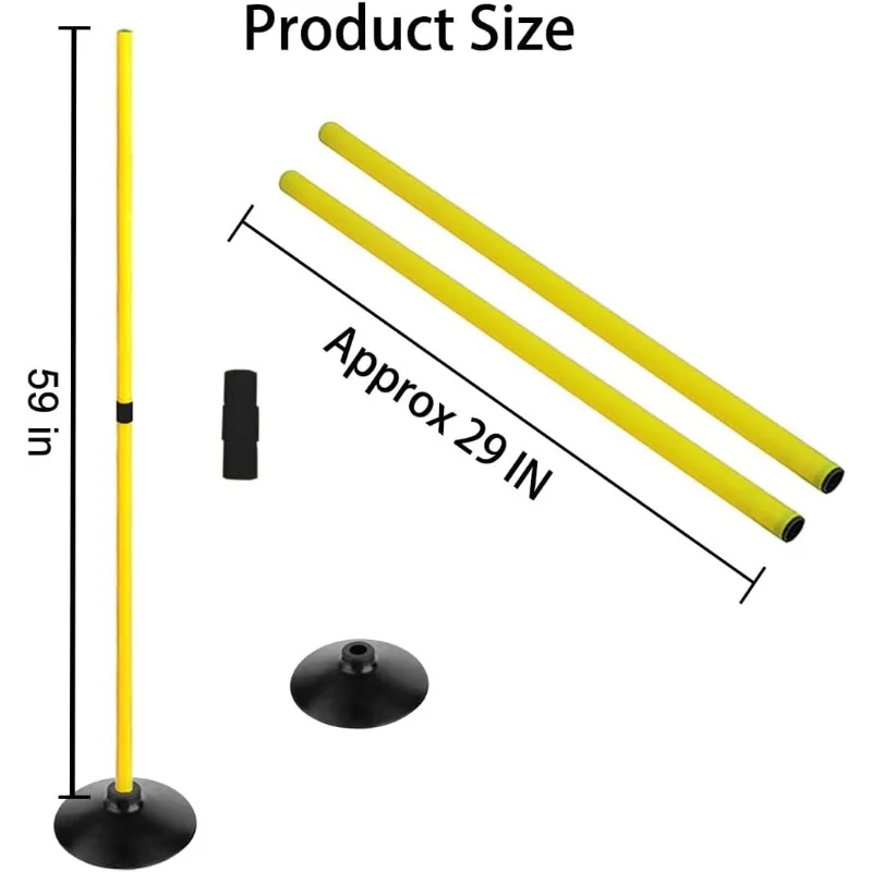 Soccer Agility Poles Set Detachable Sports Trainning Speed Pole Slalom Poles with Rubber Base Sport Traning Equipment