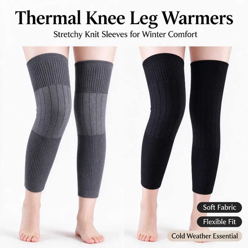 Winter Knit Plush Knee Braces Velvet Knee Pads Warm Sleeve Exercise Protection Pain Relief Ski Cycling Running Outdoor Sports