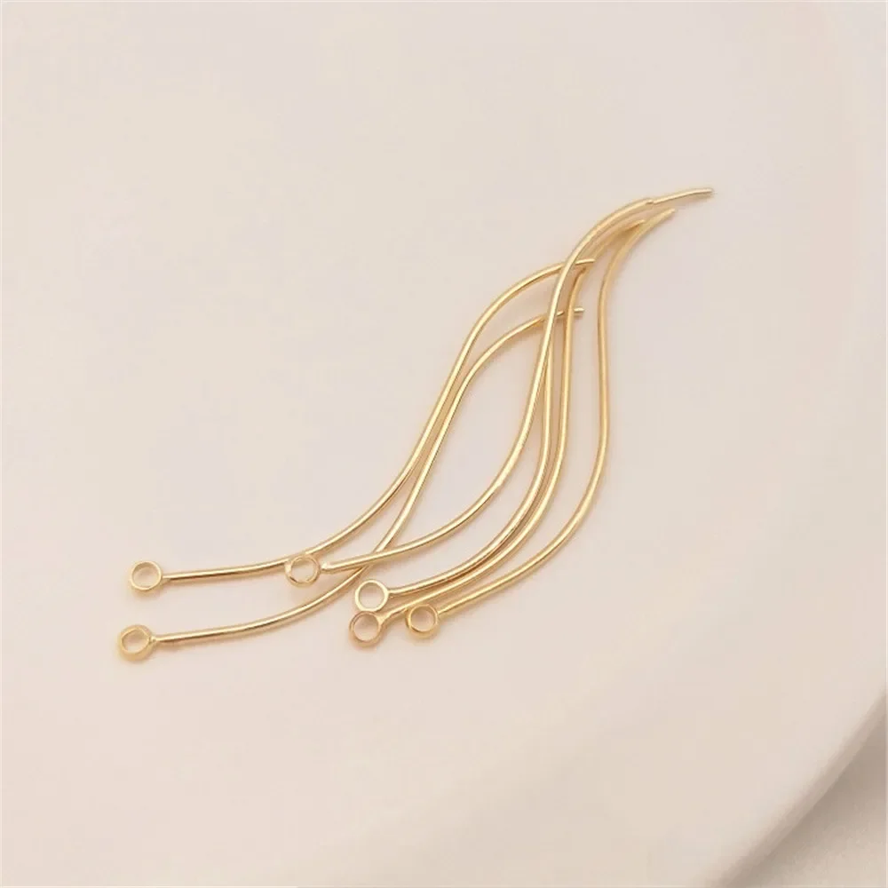 14K Gold Plated Smooth S shape with lifting ring nine needle single ring pendant ear line hanging rod DIY accessories