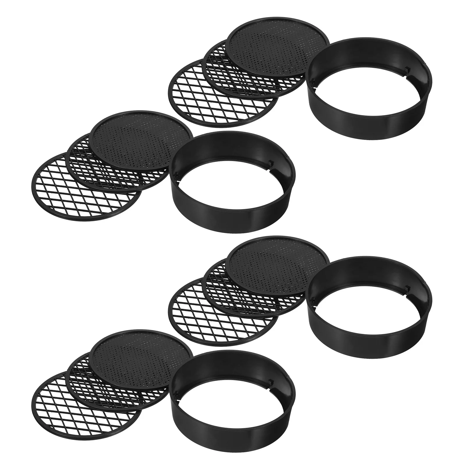 

4Sets Handheld Soil Sieve 3 Mesh Sizes Plastic Garden Sifting Pan for Precise Soil Sorting Gravel Sand Straining Bonsai