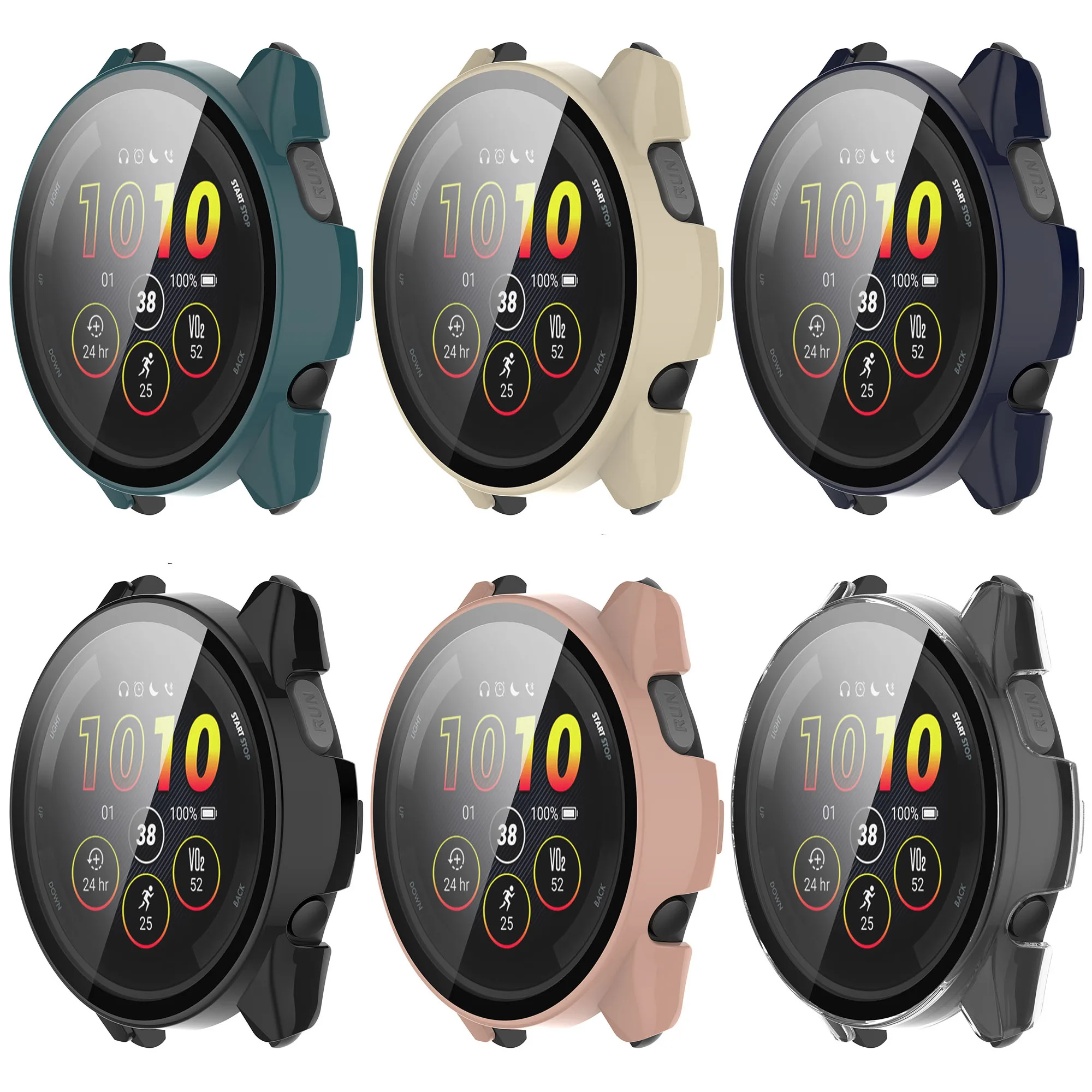 PC + funda protectora de vidrio para Garmin Forerunner 165/165 Music funda protectora de pantalla completa