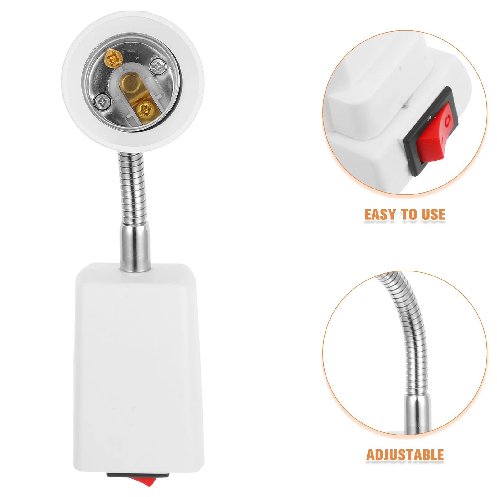 E27 Light Socket Converter with Switch Plug in Lamp Holder Extender Universal Directional Bulb Adapter for Bedroom Living Room