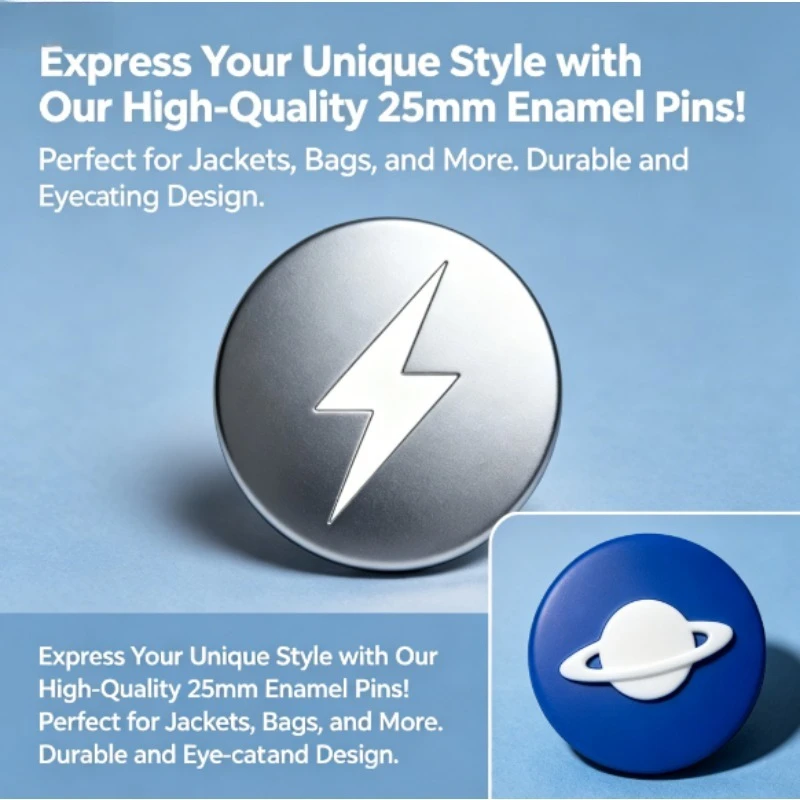 Space Aesthetic 25mm Mini Round Button Pin Silver Lightning White Saturn Planet Brooch Simple Cosmic Graphic Lapel Pin Cute
