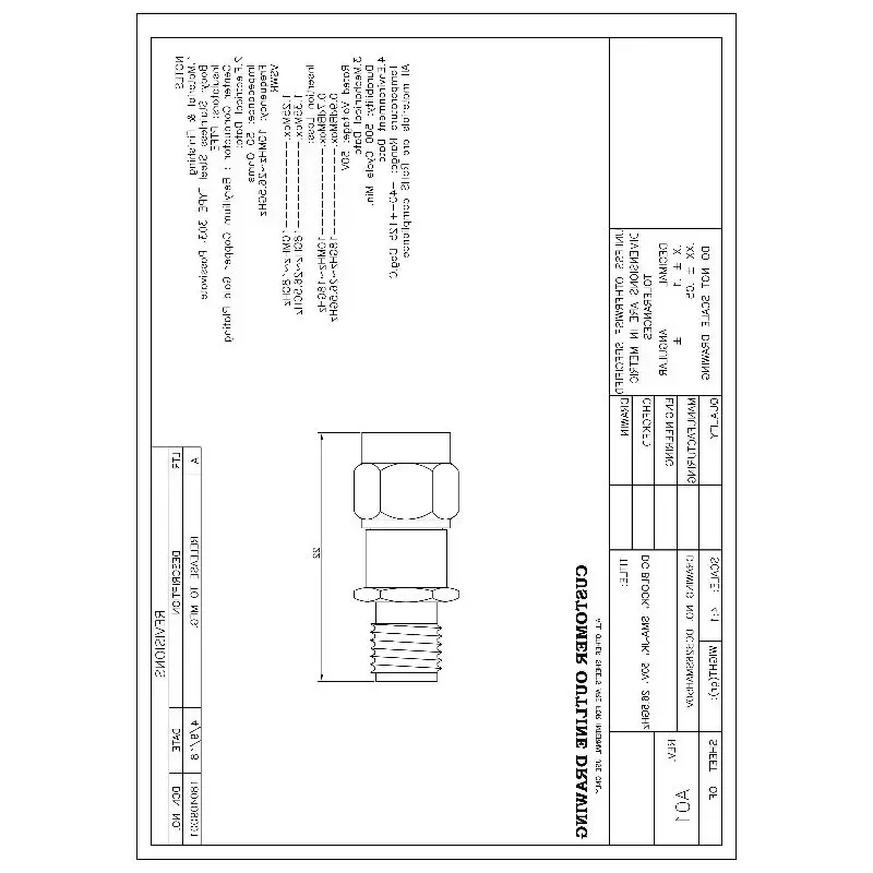 ertui26SMAH50V 10MHz-26.5GHz 50V SMA RF Microwave Coaxial Wideband Straight Isolator