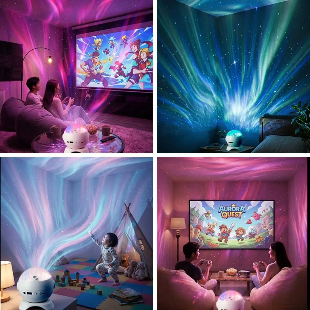 Bluetooth Speaker Star Projector Light 360 Rotatable Remote Control Aurora Light RGB Northern Light Planet Patterns