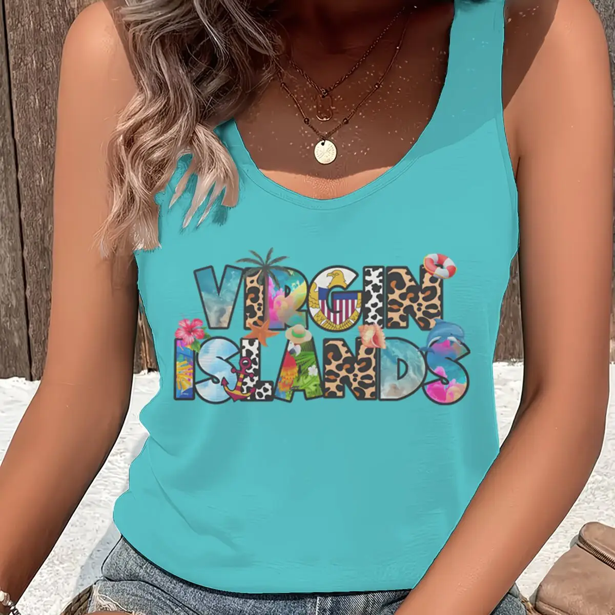 Vintage Tropical Island Beach Vacation Clothes For Women Sleeveless Graphic Tee Tank Tops 2026 Summer Casual Camisole