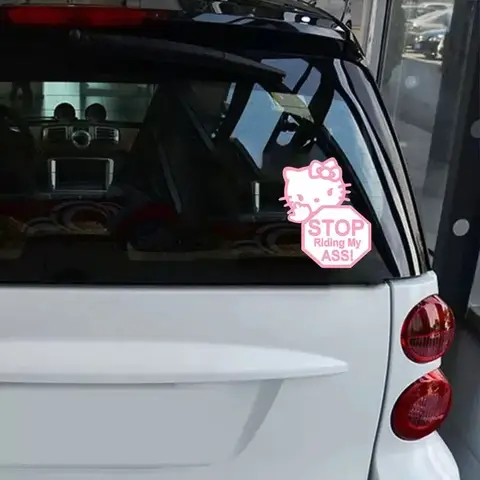 Sanrio Stop Riding Bilklistermärken Hello Kitty Tecknad Fönsterdekoration Påminnelse Karosseri Klistermärken Riv Klistermärken Utan att Lämna Lim 8 best sales Hello Kitty bilklistermärke - №2