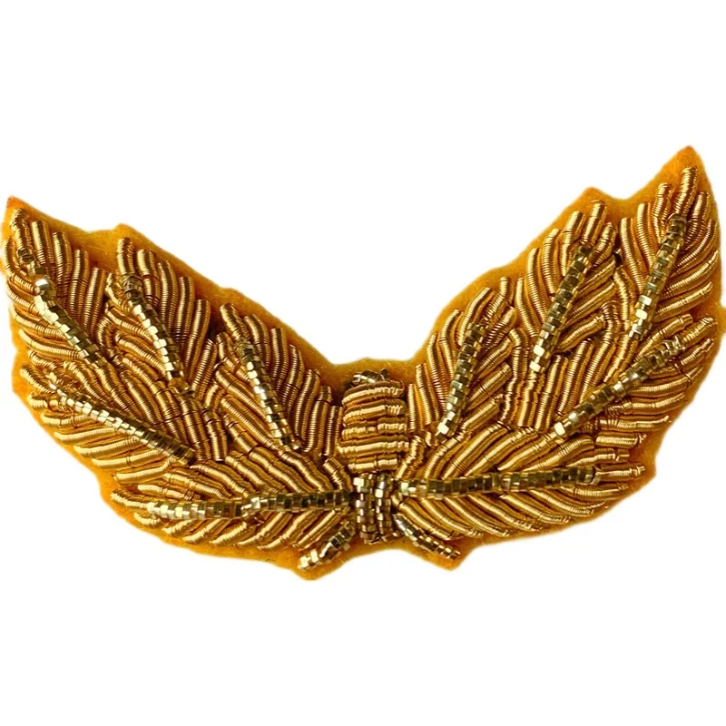 Hand-embroidered DIY Gold Pine Branch Five Star Wheat Five-pointed Star Badge Uniform Accessories