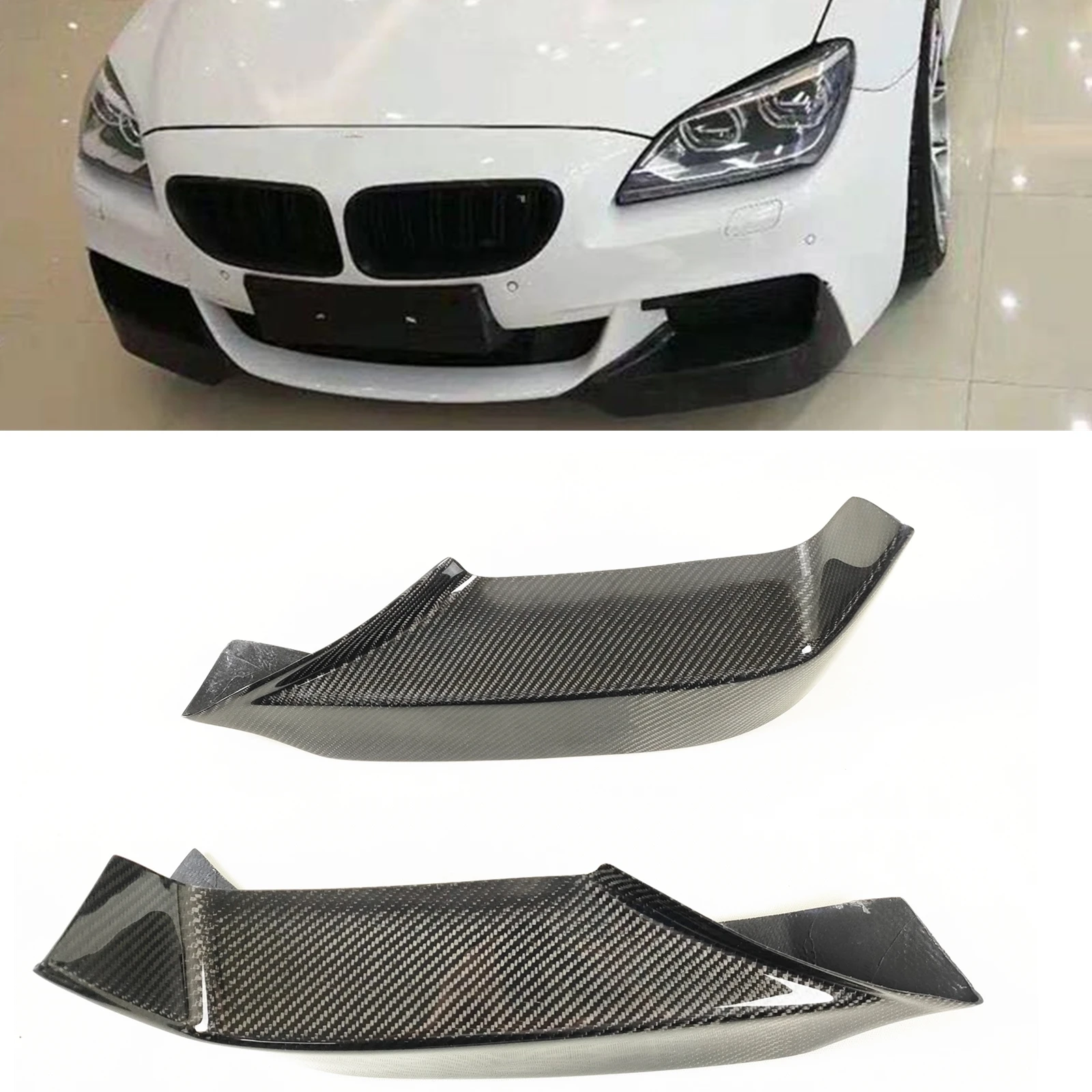 Real Carbon Fiber Front Bumper Side Air Vent Cover Spoiler For BMW 6 Series F06 F12 F13 640i 650i M Sport M Tech 2012-2019