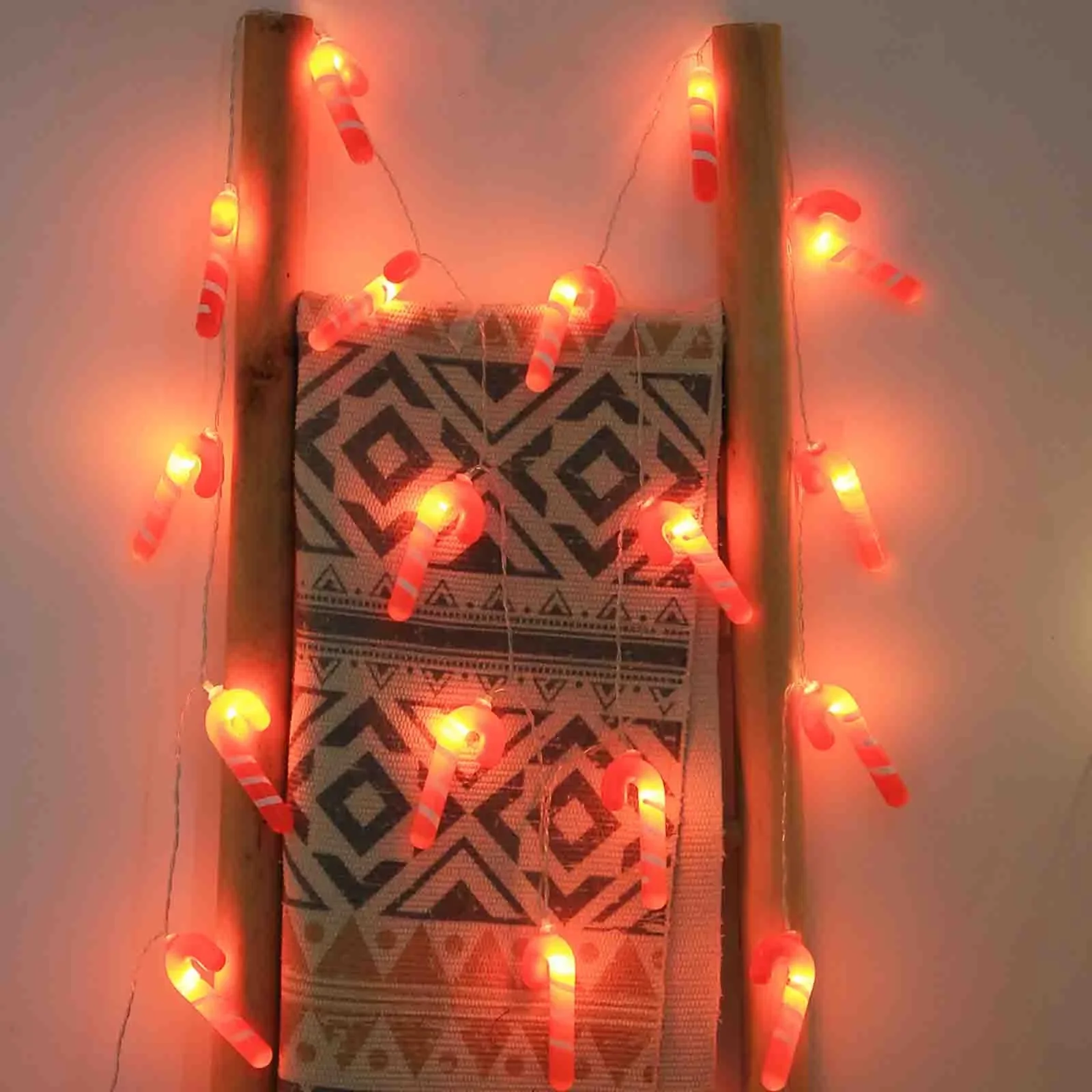 1pc 10/20/30 LED Red Walking Stick And Candy String Lights Fairy Atmosphere Hanging Lamp Battery Powered Suitable For Home Decor