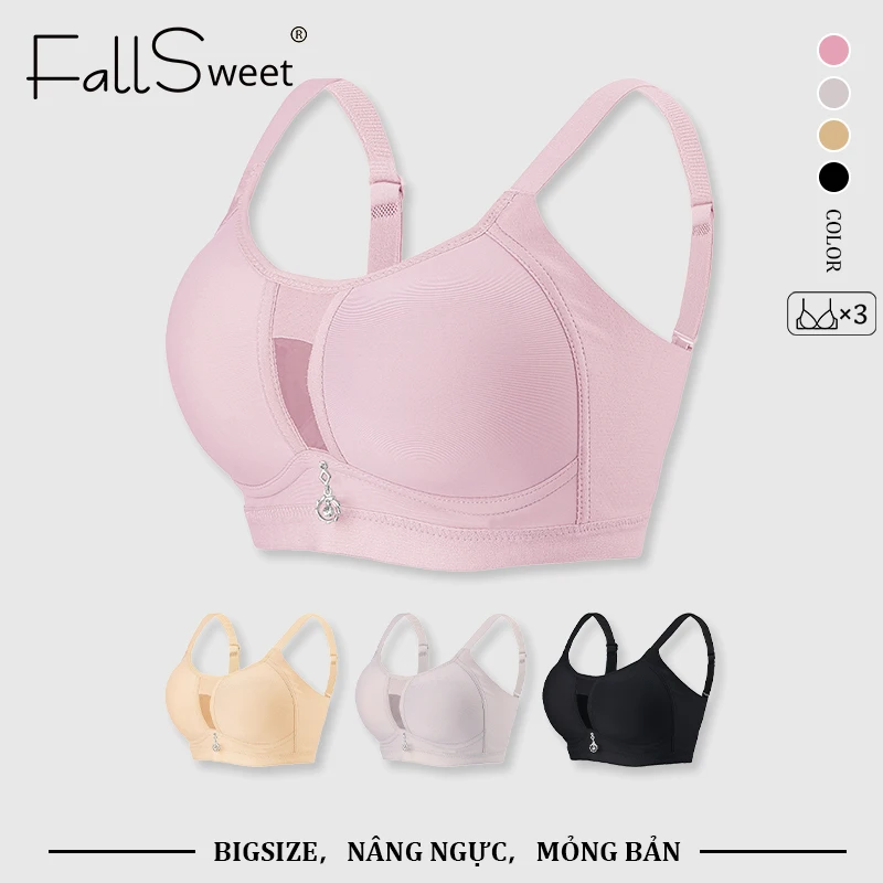 FallSweet 1-3PCS/Set Wireless Plus Size Bra for Women Seamless Invisible Bralette No-Pads Comfortable Underwear Female Lingerie