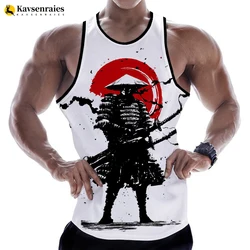 2023 New Fashion Samurai 3D Printed Tank Tops Men Women Summer Casual Sleeveless Shirts Hip Hop Streetwear Oversized T-shirt