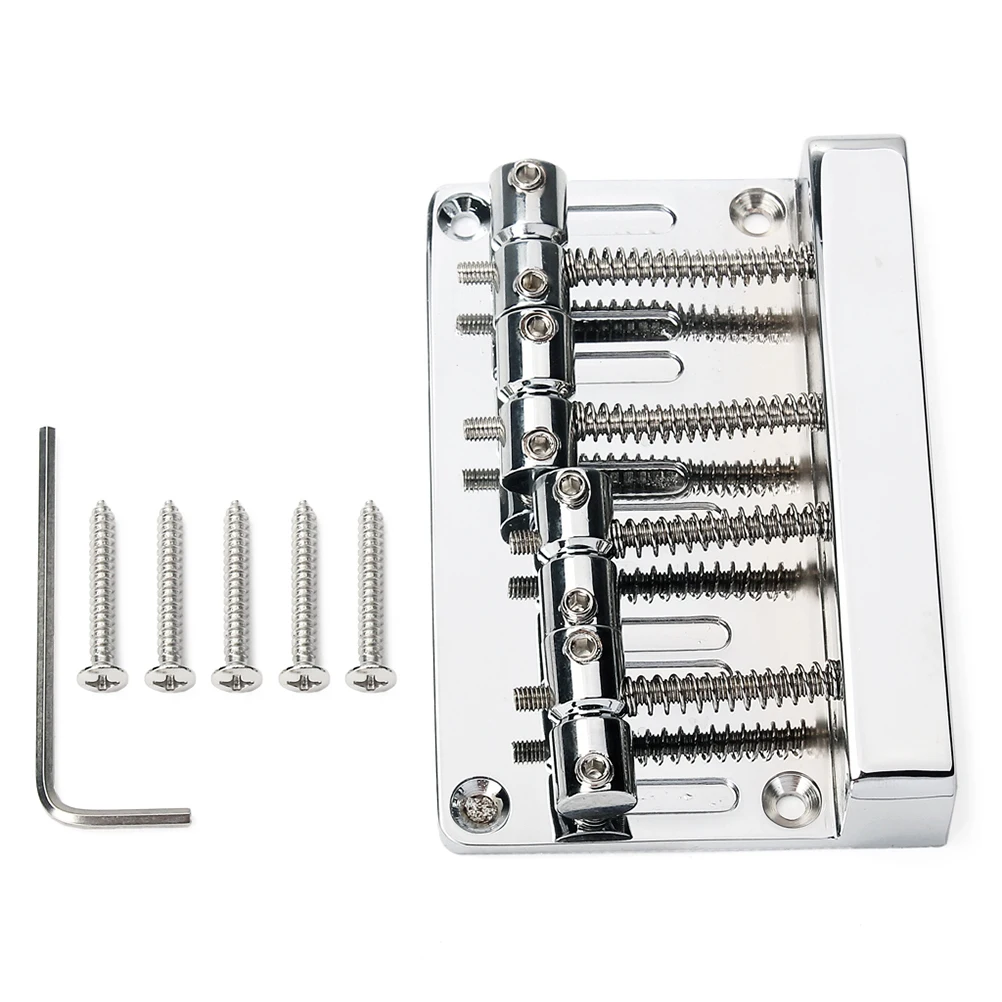 

GA1007 Metal 4 String Bass Bridge Vintage Style Bridge for Guitar with 4 Screws and 1 Wrench (Silver)