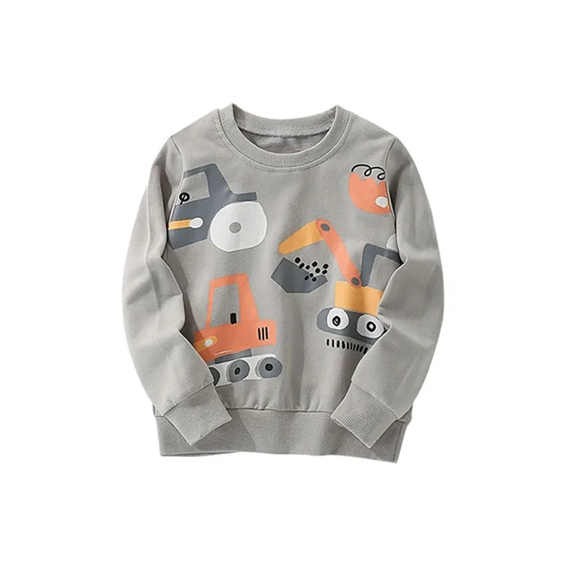 Malwee round neck 2025 new childrens bottoming shirt cute cartoon pattern all-match pure cotton slim slightly elastic sweatshirt