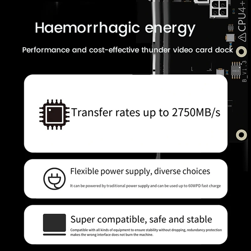 Para fácil jun thunderbolt3/4 estação de encaixe gráfico de notebook multifuncional conveniente estação de encaixe gráfico, durável d