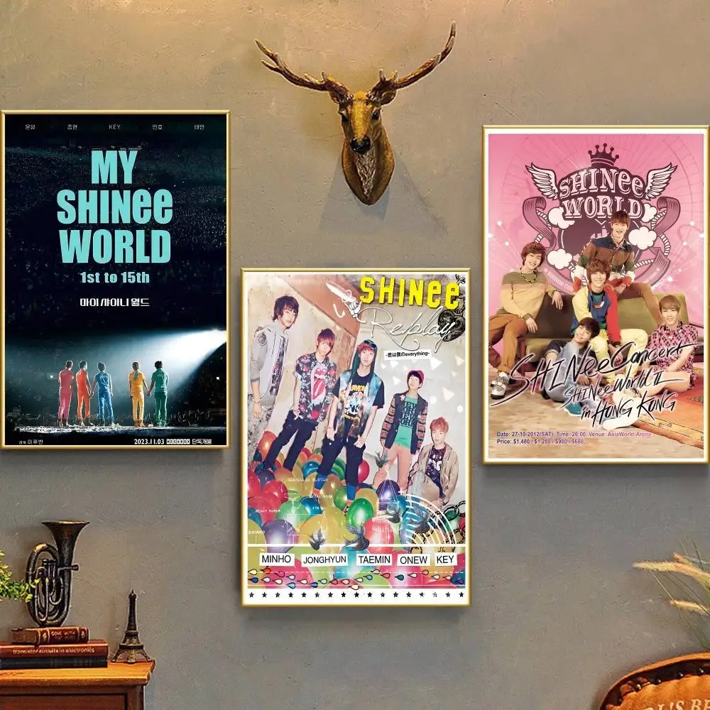 Kpop Korean Boys SHINee  Poster Self-adhesive Art Waterproof Paper Sticker Coffee House Bar Room Wall Decor