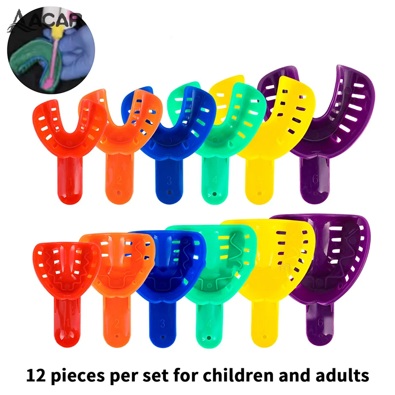 

12Pcs Childrens And Adults Dental Trays Plastic Teeth Holder Color Dental Model Dental Lab Materials And Equipment