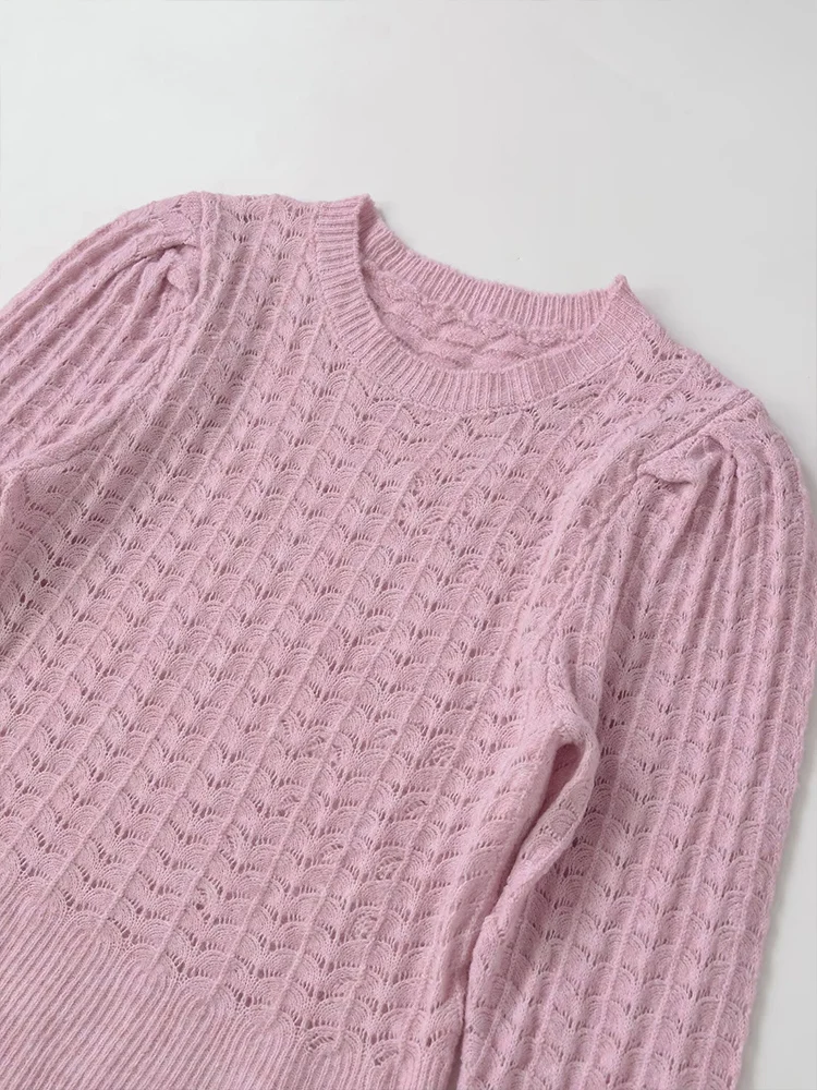 Suéter de manga larga con cuello redondo para mujer, suéter informal sencillo de color sólido con temperamento, estilo europeo y americano, otoño