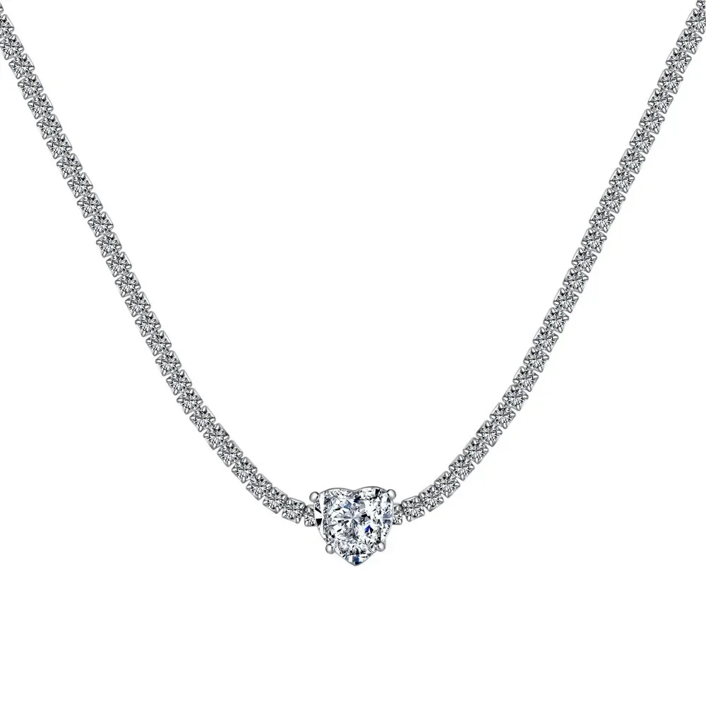 

STL Japanese and Korean Light Luxury S925 Pure Silver Necklace with Premium 8A Zircon Inlaid Ice Flower Cut