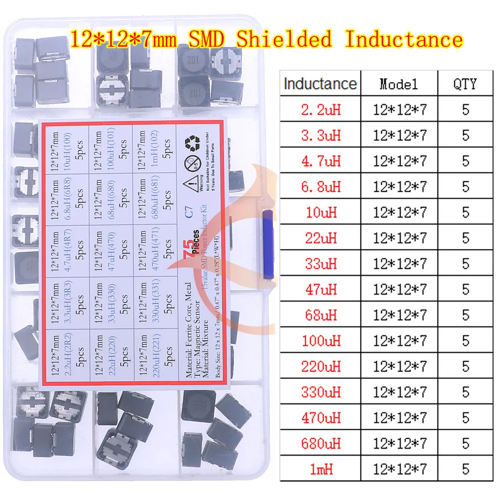 Caja de Kit Inductor en forma de I, 6x8, 8x10, 9x12, 2,2/3,3/4,7/10/15/22/33/47/68/100/220/330/470/680uH/1mH/2,2/3,3/4,7/10/20/30/100mH