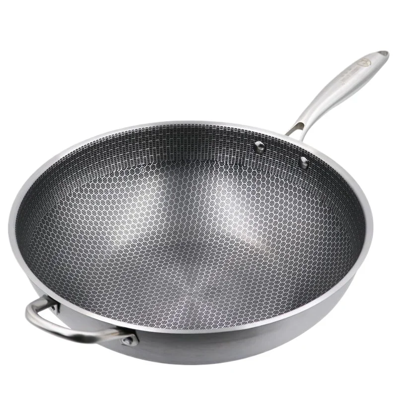 32cm Frying Pan,Stainless Steel Skillet Nonstick Fry Pans Chefs Pans Wok Pan for Gas Electric Induction Ceramic Stoves