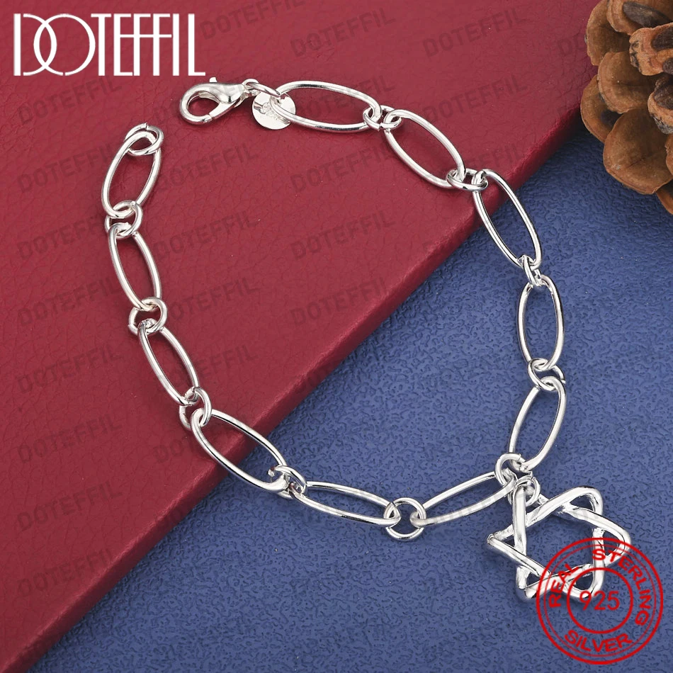925 Sterling Silber 8-Zoll Zartes Sechszackiges Stern-Armband für Damen, Modisches Hochzeitsgeschenk, Party-Schmuck