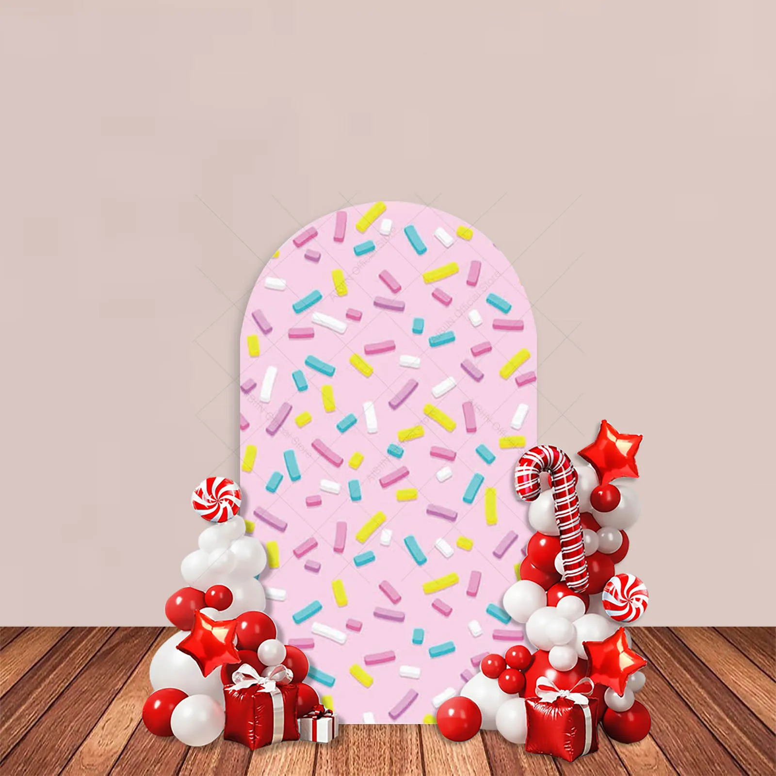 Candy Party Arch Backdrop Cover Lollipop Colorful  Ice Cream Donuts Girl Baby Shower Birthday Party Decor Cake Table Background