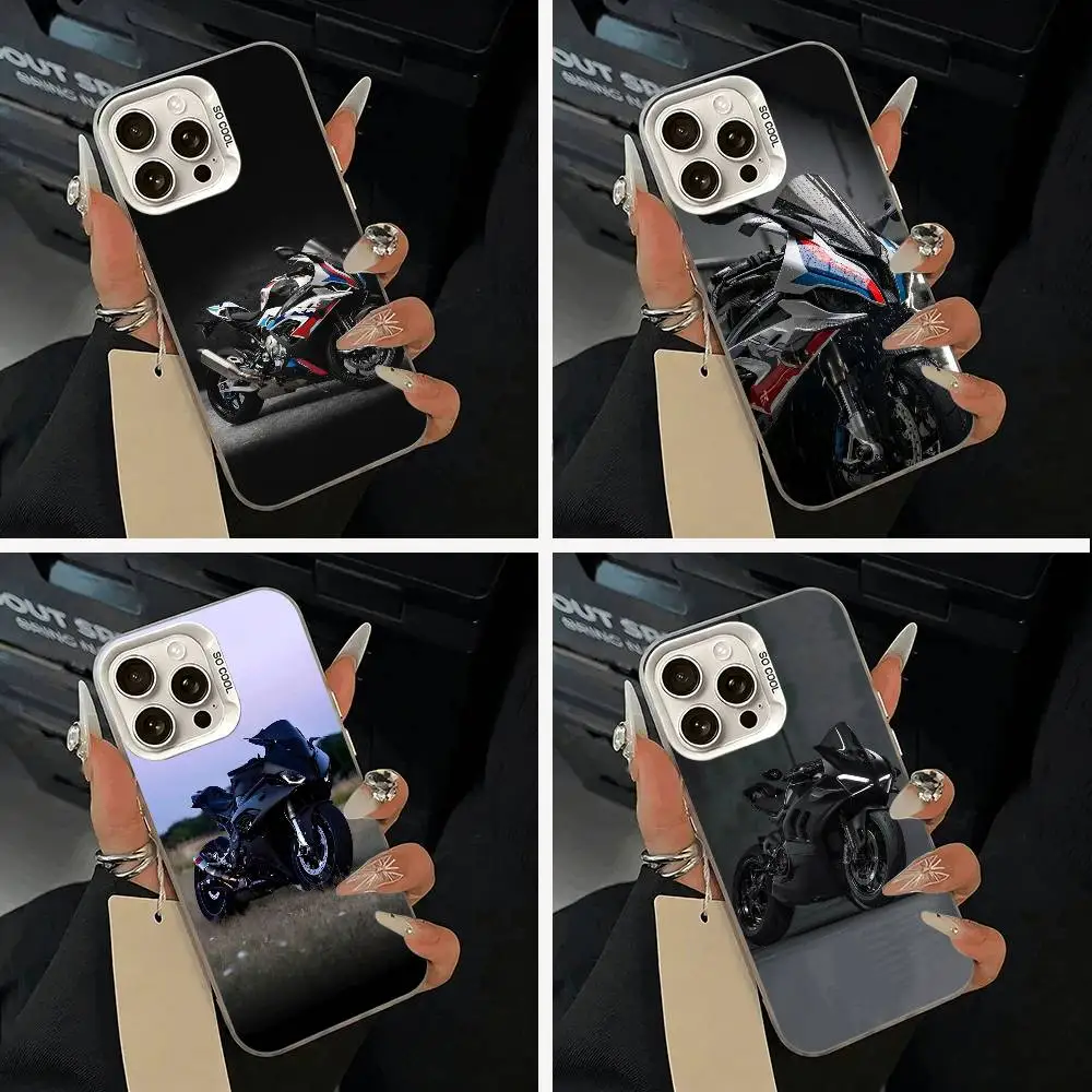 

Motorcycle-B-M-R 1250 GS- S 1000 RR-W Phone Case For iPhone 11 12 13 14 15 16Pro Max Plus white Sliver Phone Cover