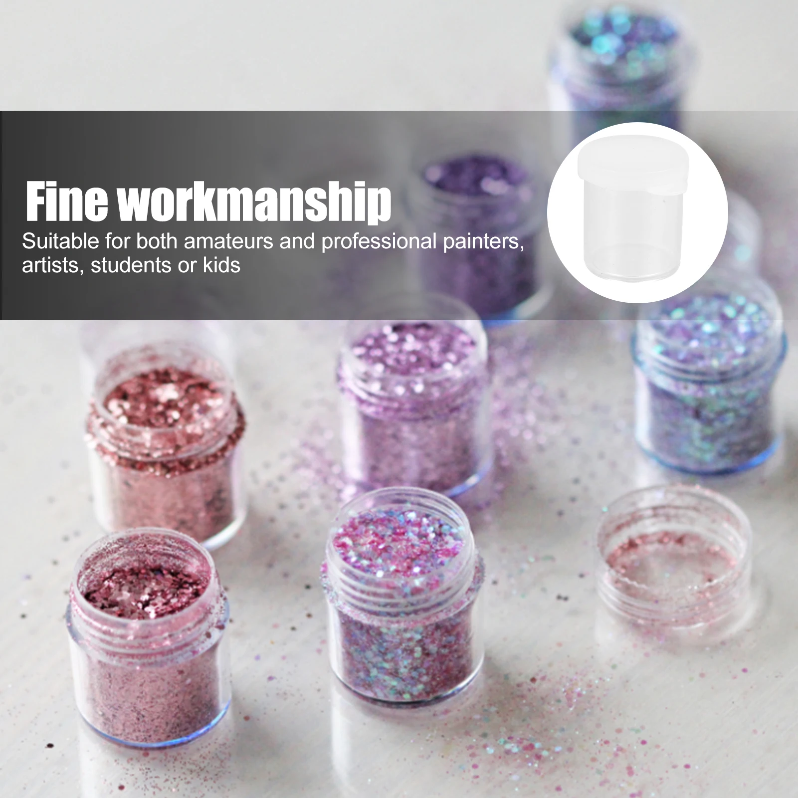 

50pcs Mini Storage Clear Round Container For Beads Nail Art Paint Clay With Lid Individual Craft Organizer Students Artists