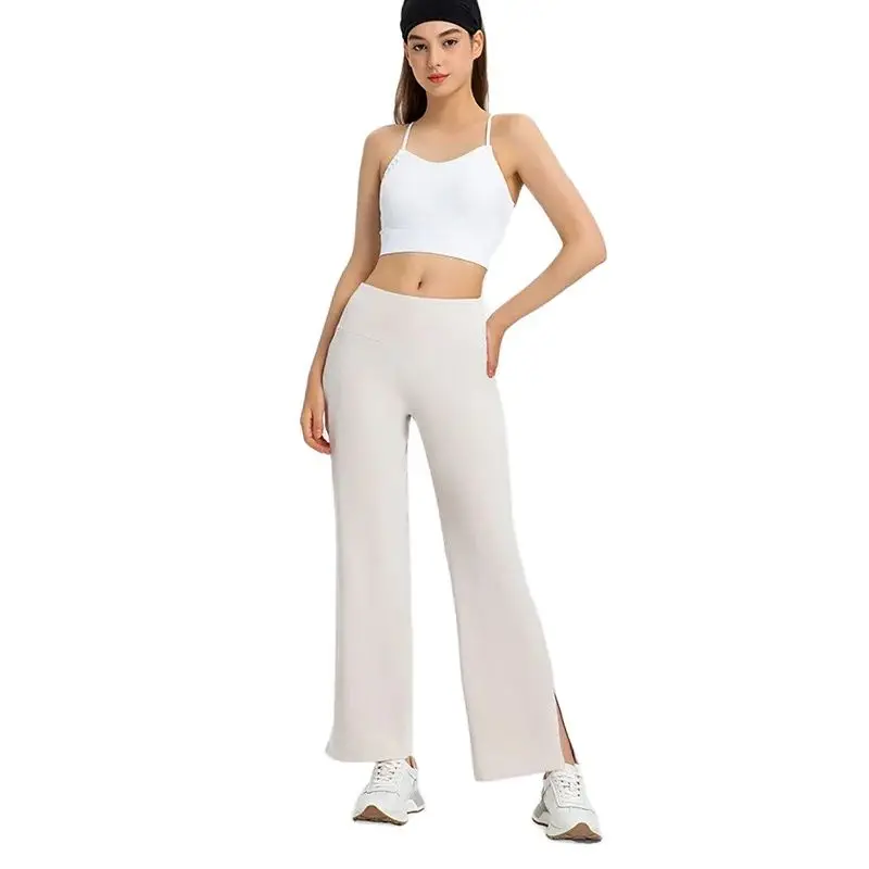 

Women's High Waist Wide Leg Yoga Pants, Micro Flared Long Pants,Dance Fitness Outdoor Casual , High Stretch Fabric With Logo