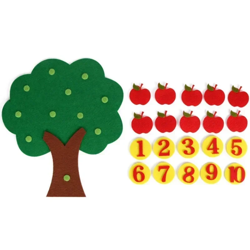 Felt Non-woven DIY Children\'s Jigsaw Puzzle Handmade Carrot Apple Tree Digital Teaching AIDS Montessori Toys Baby Toys Toddler